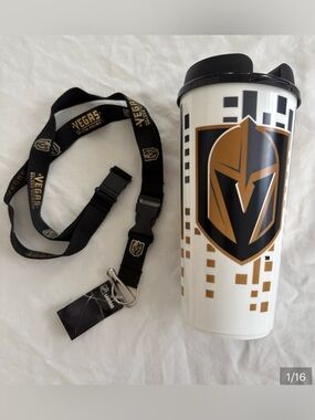 Las Vegas Golden Knights Black Lanyard & Travel Tumbler New